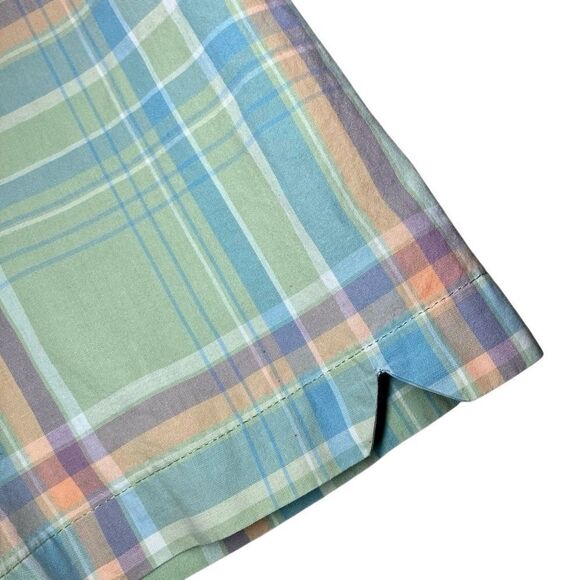 LL Bean Pastel Plaid Short Sleeve Button Down in Green/Blue/Purple/Peach Men’s L - Picture 3 of 8